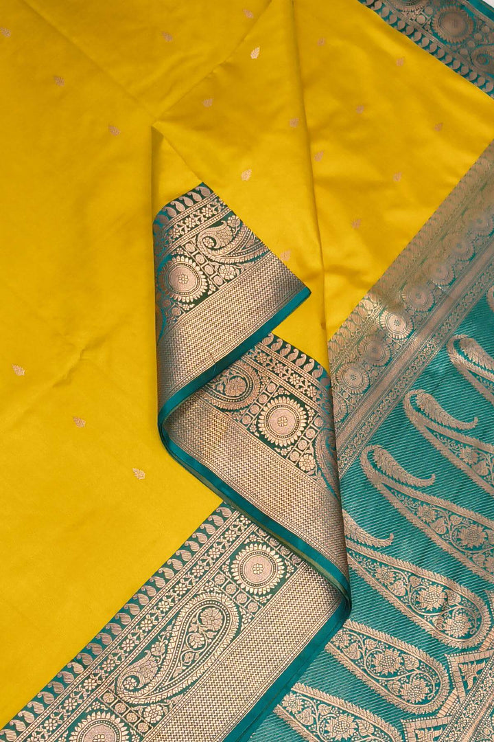 Banarasi katan pure silk saree in yellow