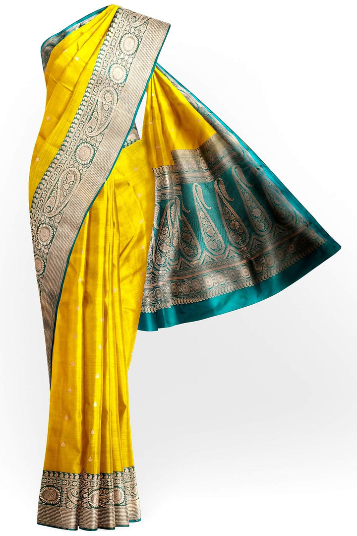 Banarasi katan pure silk saree in yellow