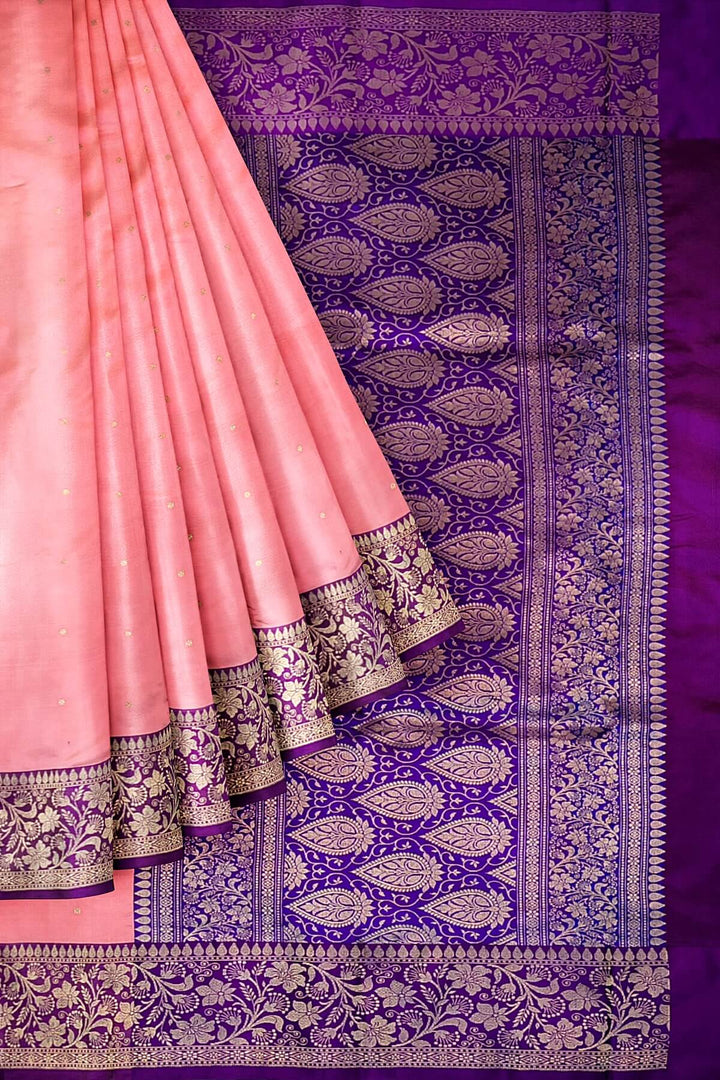 Banarasi katan pure silk saree in peach
