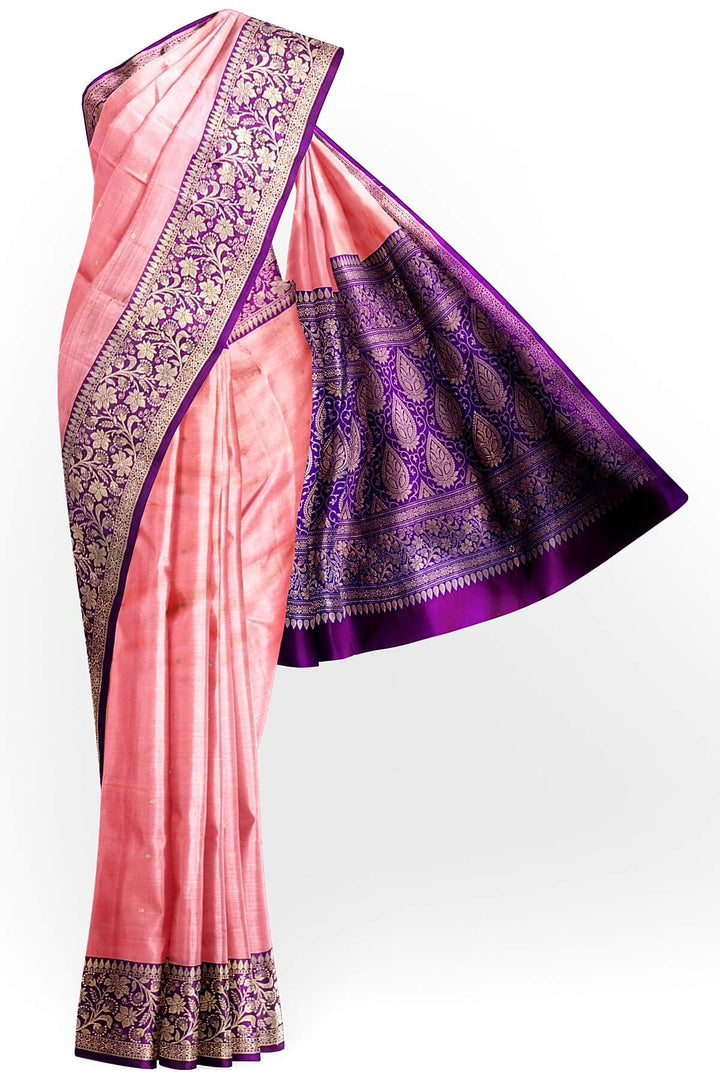 Banarasi katan pure silk saree in peach