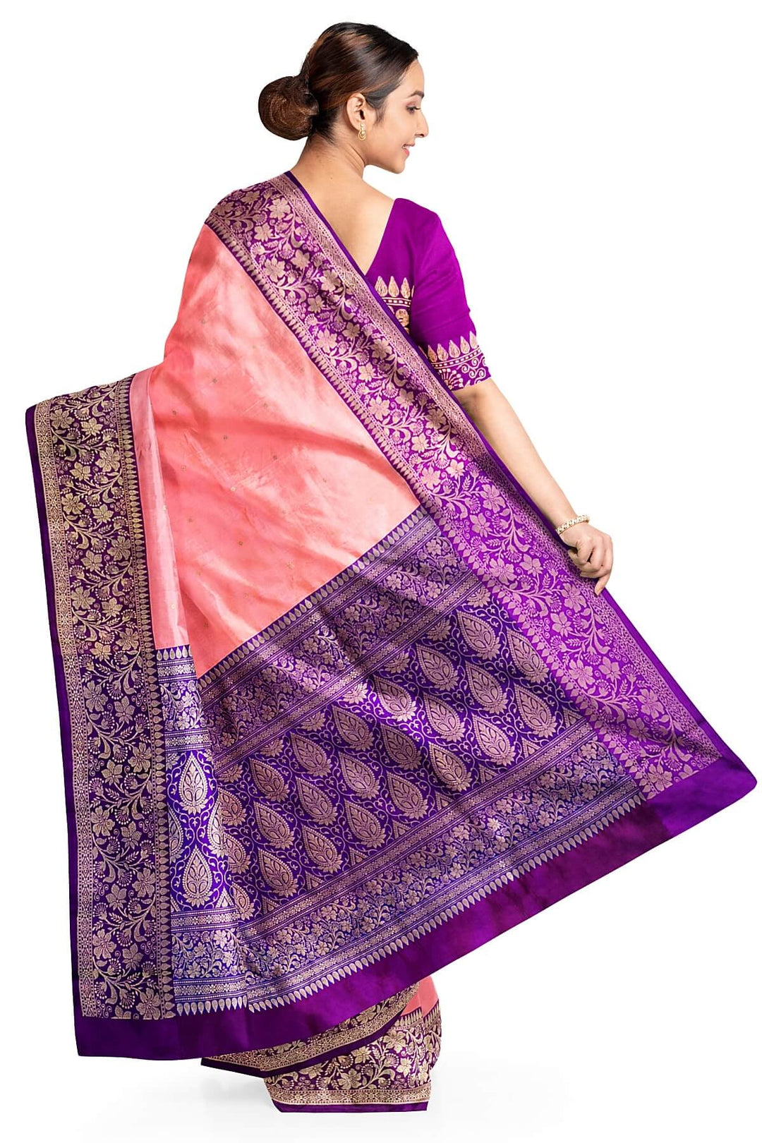Banarasi katan pure silk saree in peach
