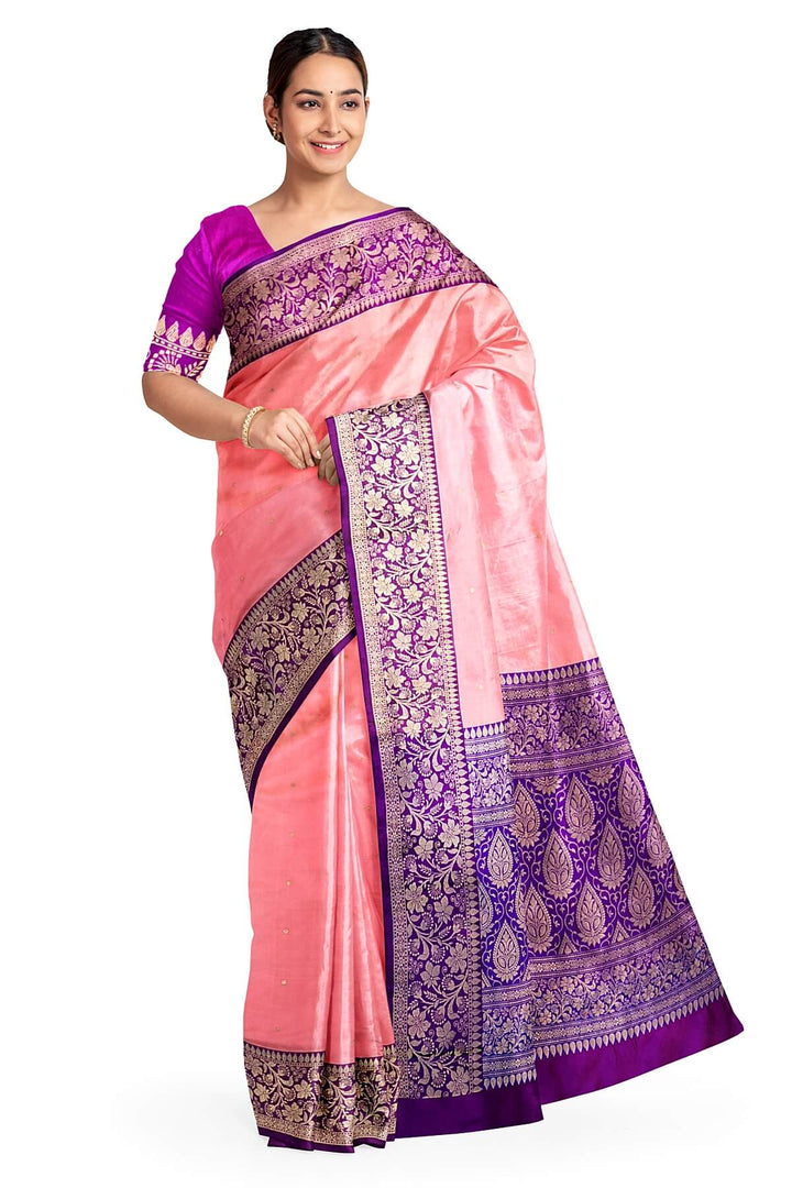 Banarasi katan pure silk saree in peach