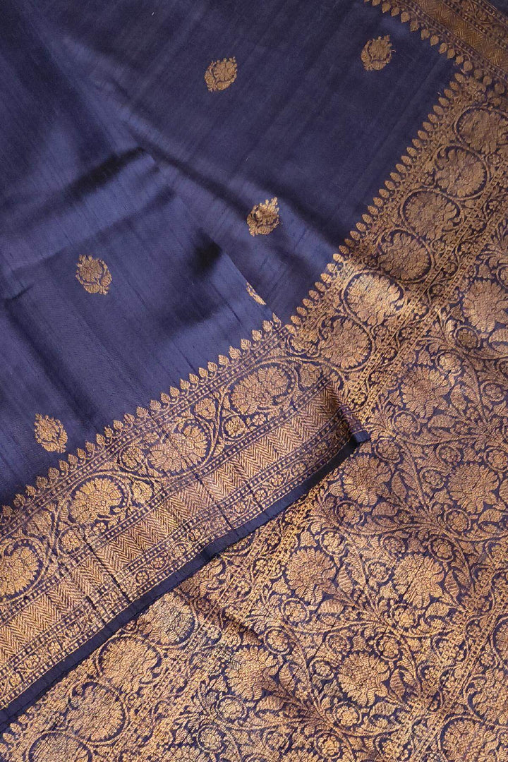 Banarasi katan pure silk saree in navy blue in dupion finish