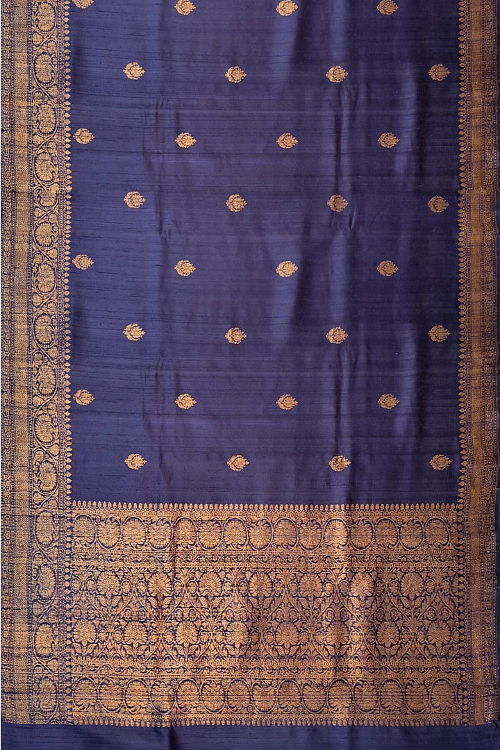 Banarasi katan pure silk saree in navy blue in dupion finish