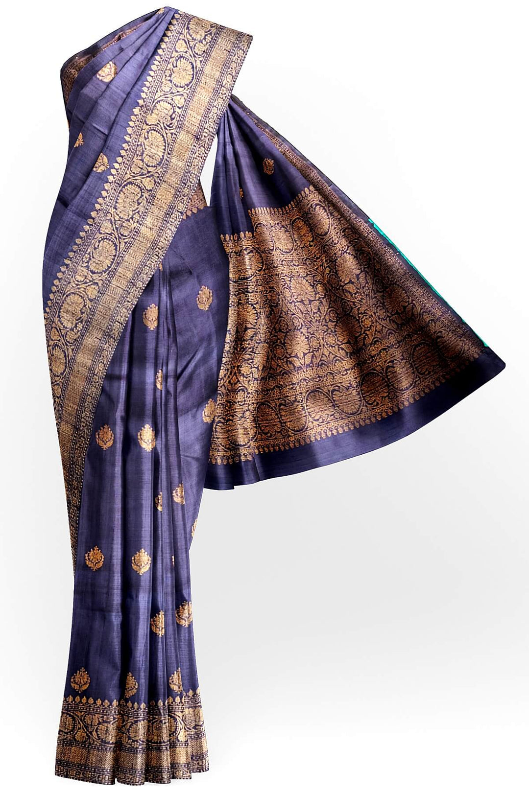 Banarasi katan pure silk saree in navy blue in dupion finish