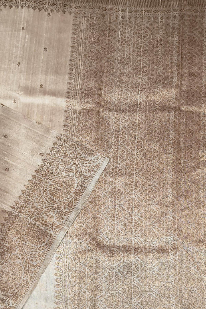 Banarasi katan pure silk saree in beige in dupion finish