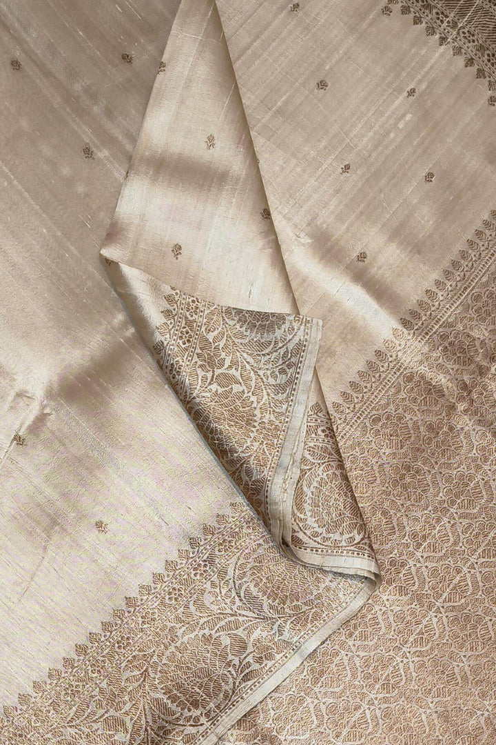 Banarasi katan pure silk saree in beige in dupion finish