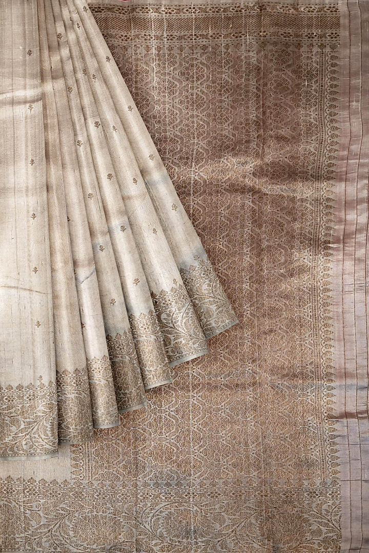 Banarasi katan pure silk saree in beige in dupion finish