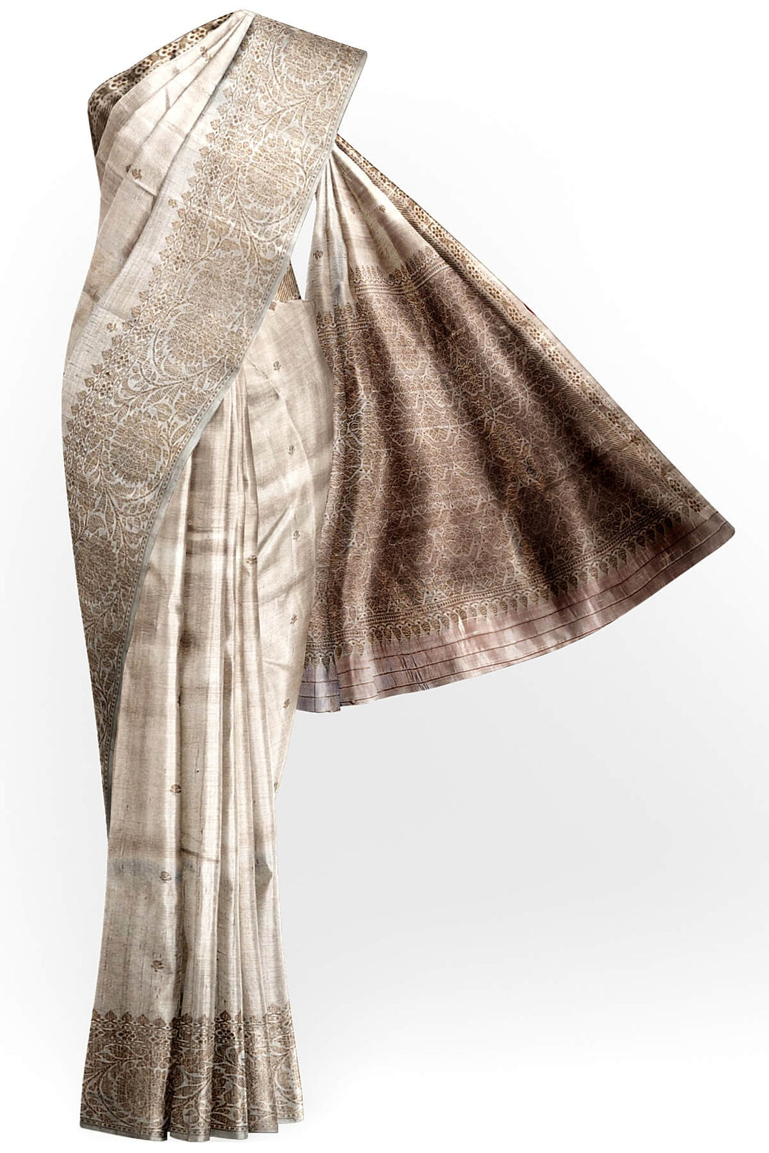 Banarasi katan pure silk saree in beige in dupion finish