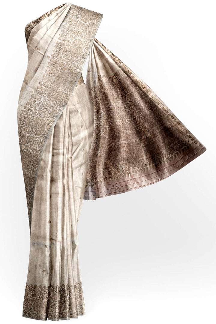 Banarasi katan pure silk saree in beige in dupion finish