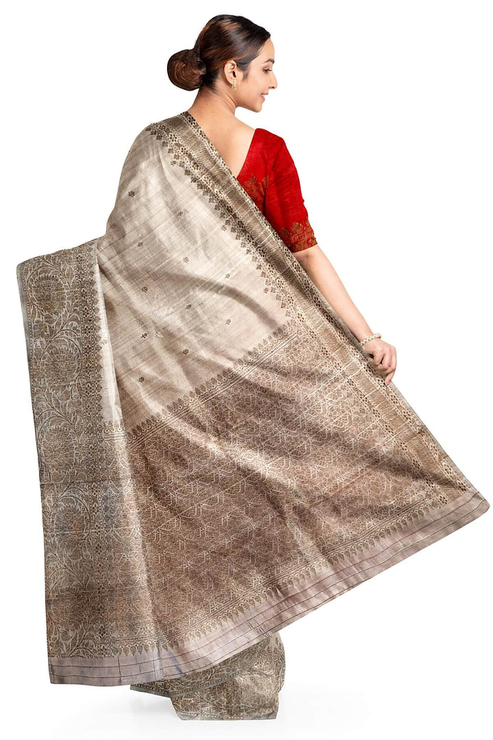 Banarasi katan pure silk saree in beige in dupion finish
