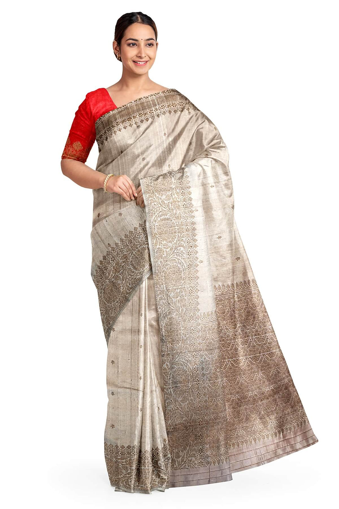 Banarasi katan pure silk saree in beige in dupion finish