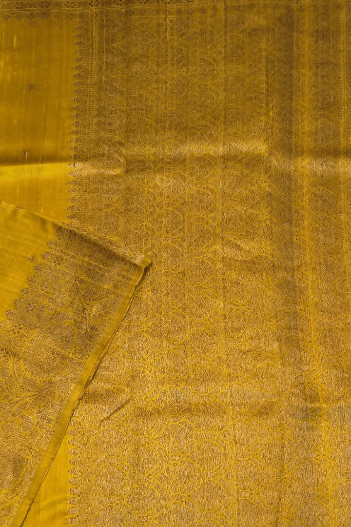 Banarasi katan pure silk saree in mustard in dupion finish