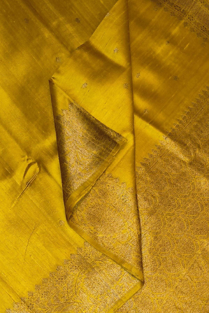 Banarasi katan pure silk saree in mustard in dupion finish