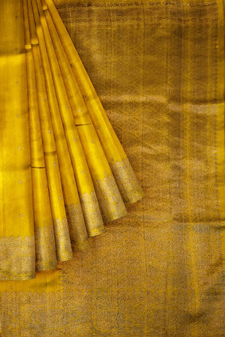 Banarasi katan pure silk saree in mustard in dupion finish