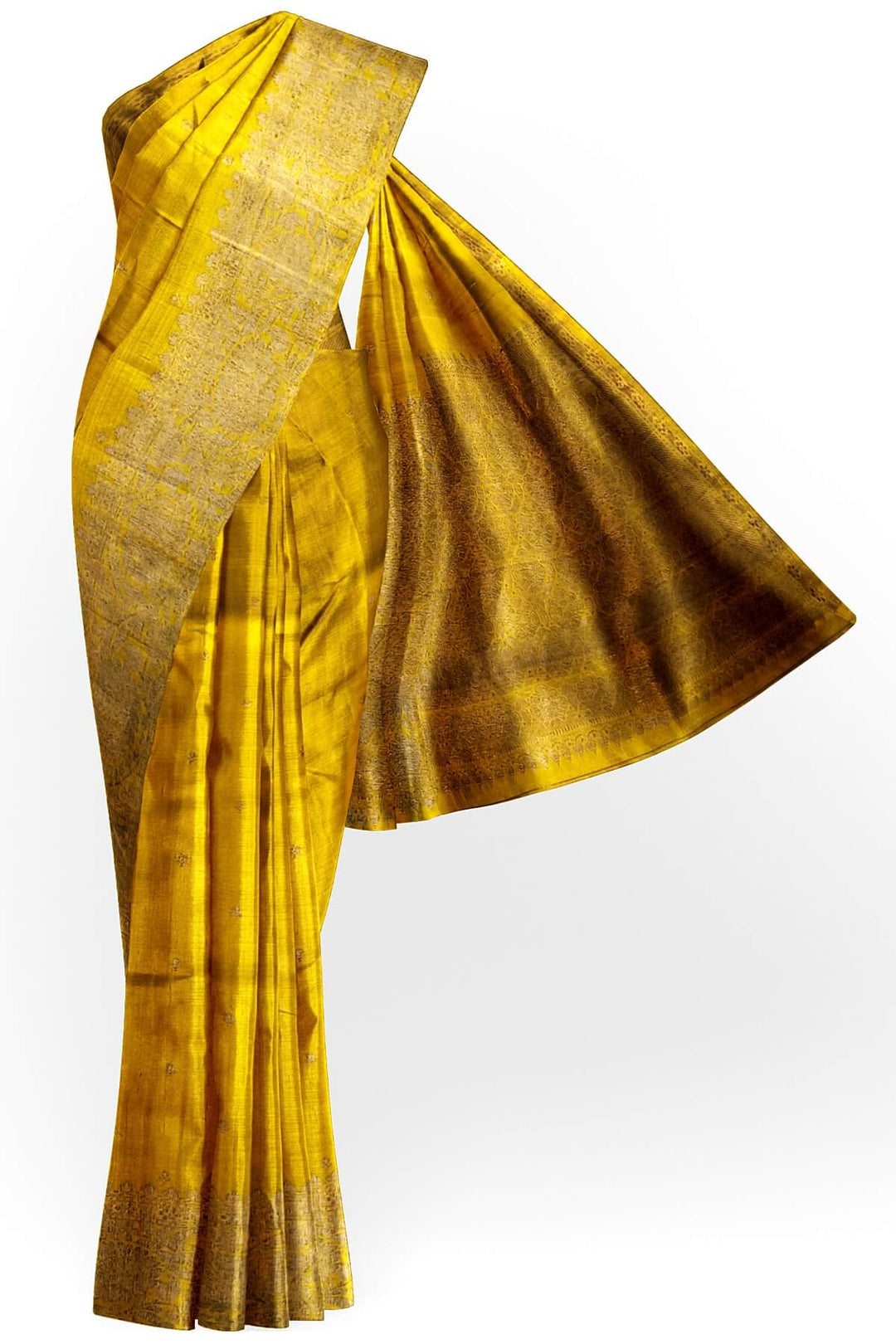 Banarasi katan pure silk saree in mustard in dupion finish