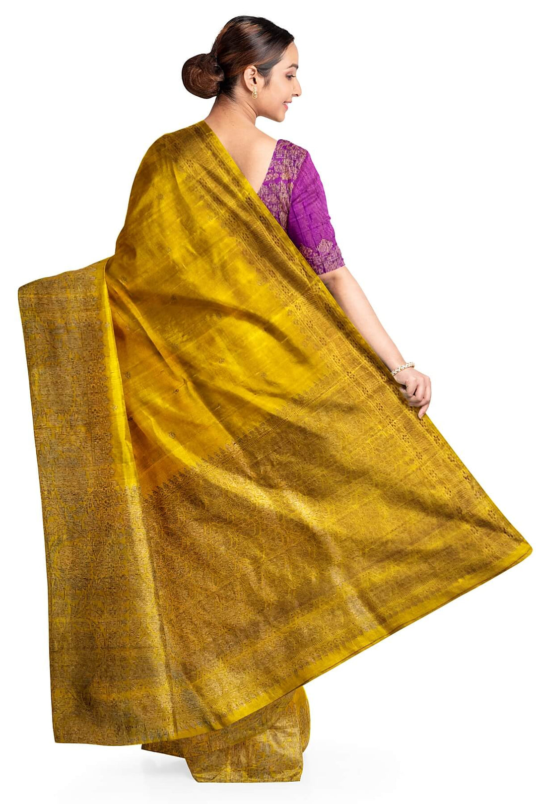 Banarasi katan pure silk saree in mustard in dupion finish