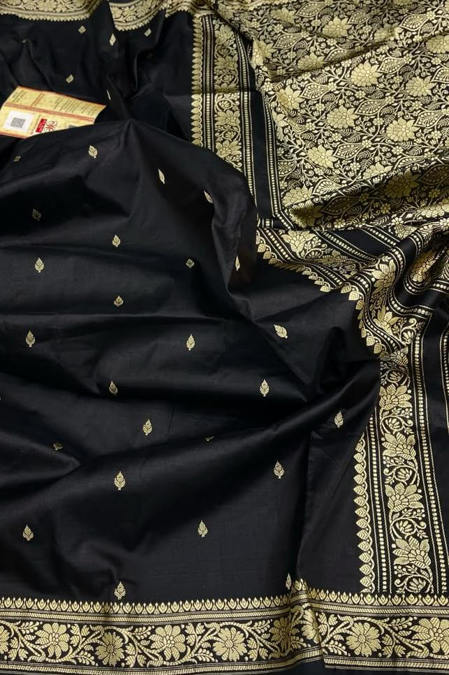 Banarasi katan pure silk saree in black