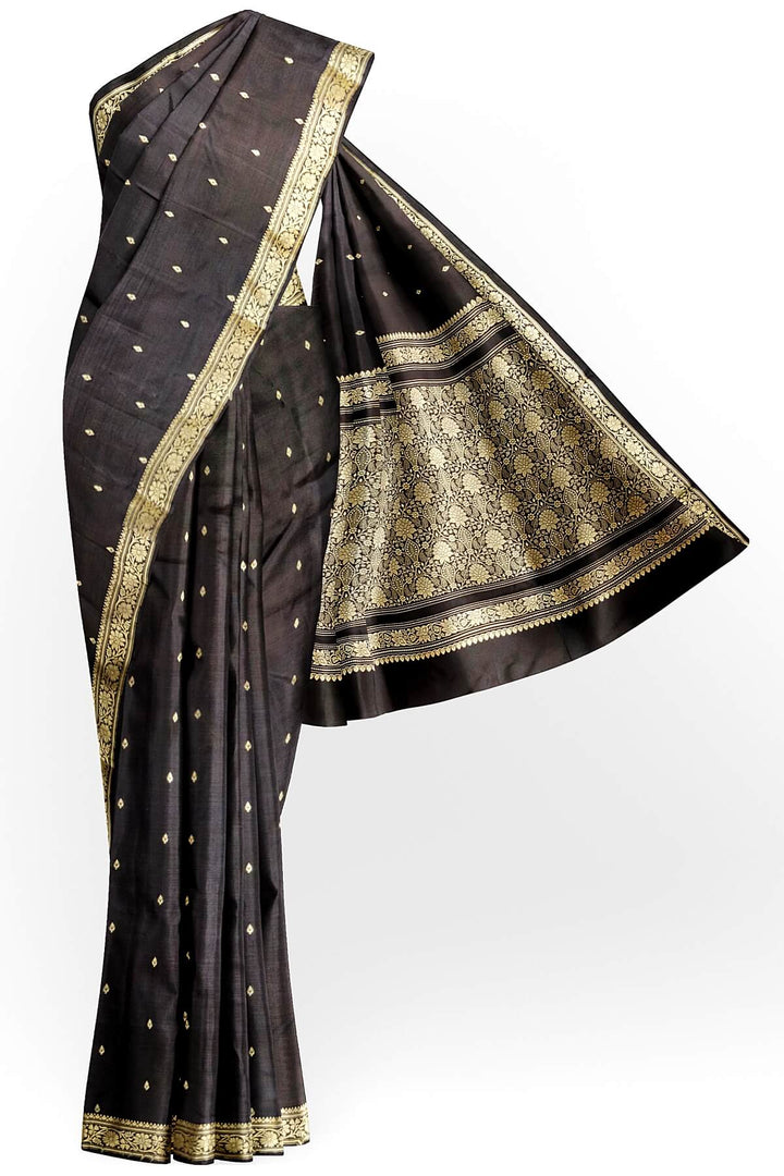 Banarasi katan pure silk saree in black