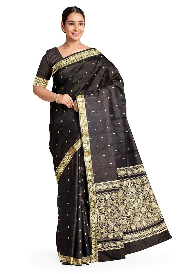 Banarasi katan pure silk saree in black