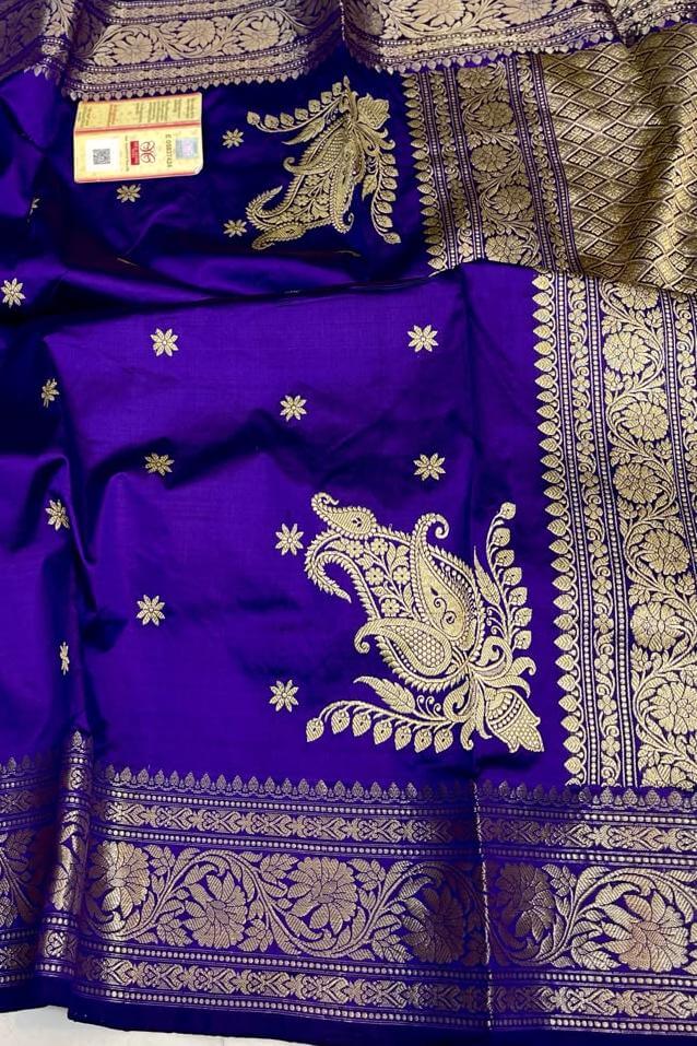 Banarasi katan pure silk saree in violet