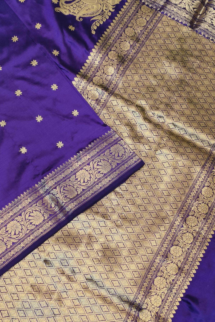 Banarasi katan pure silk saree in violet