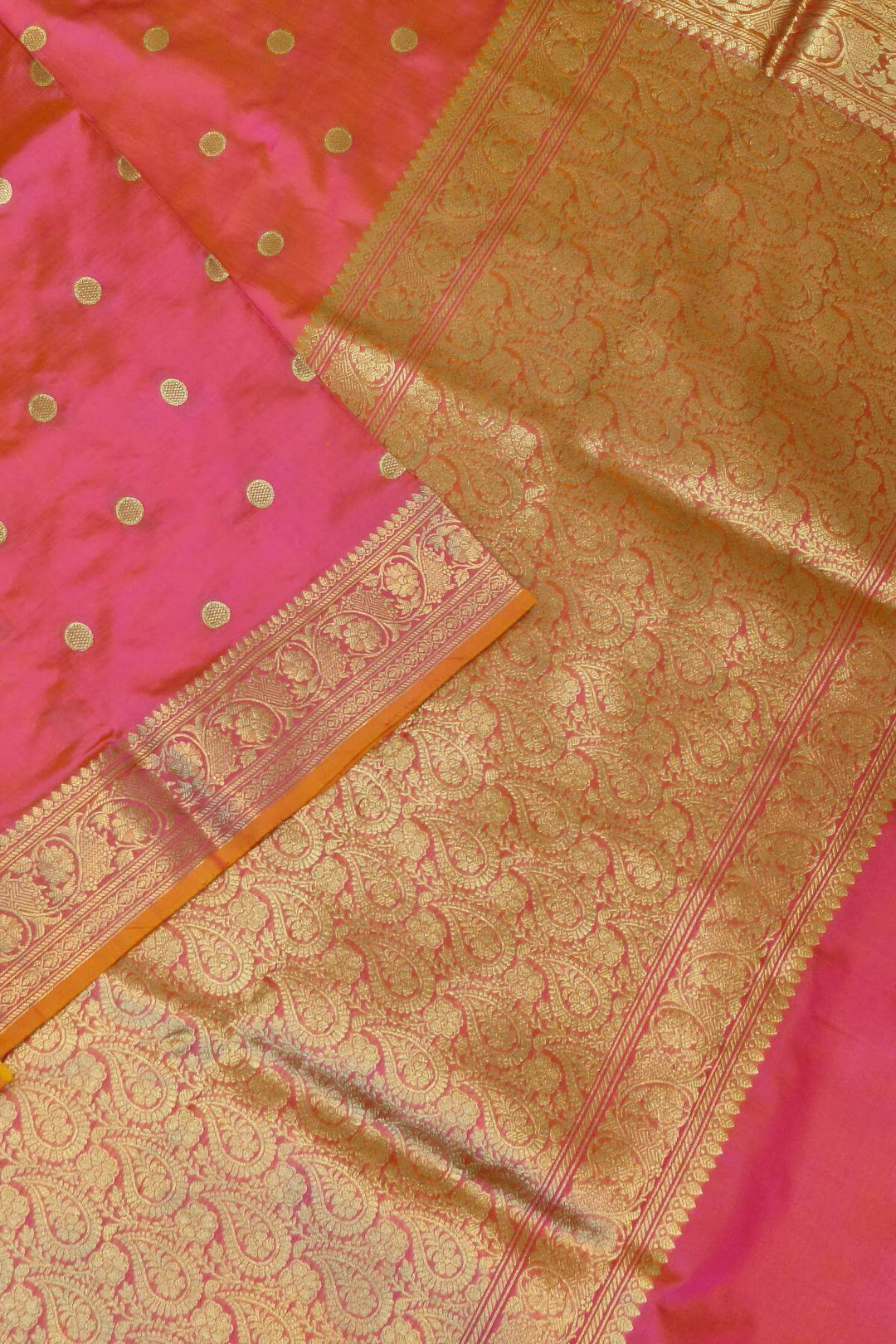 Banarasi katan pure silk saree in double shade peach