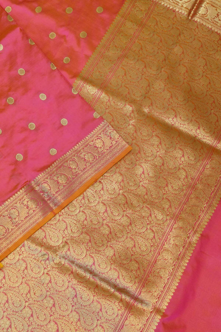 Banarasi katan pure silk saree in double shade peach