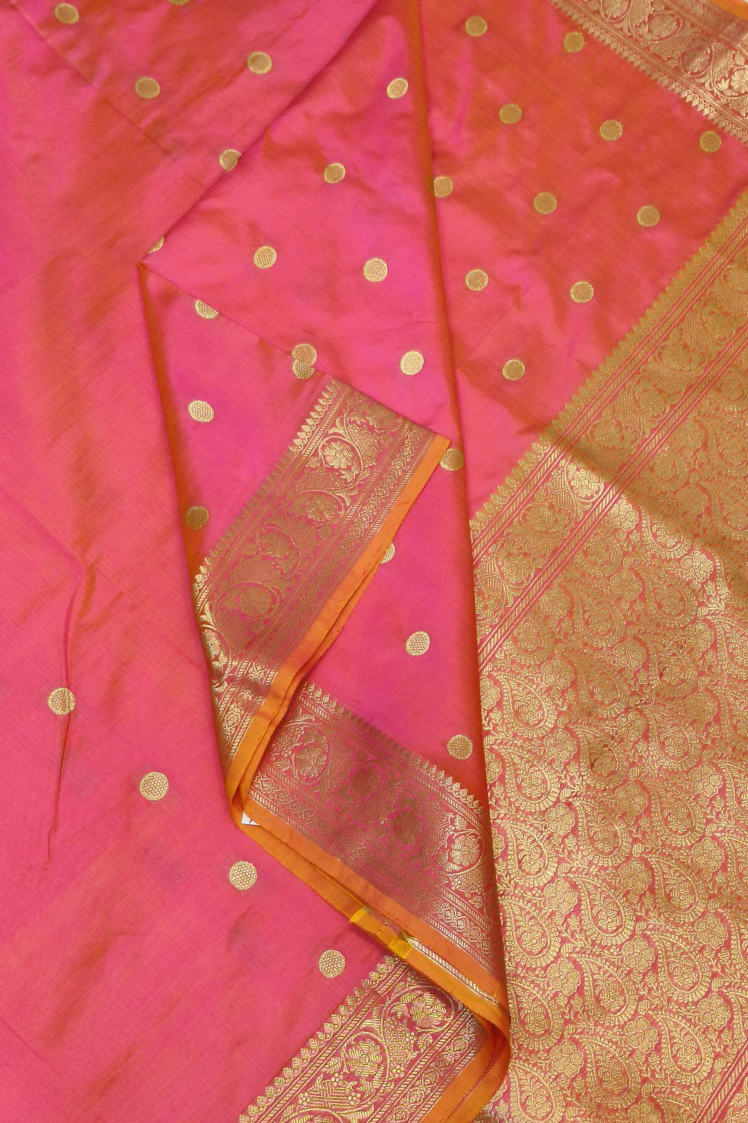 Banarasi katan pure silk saree in double shade peach