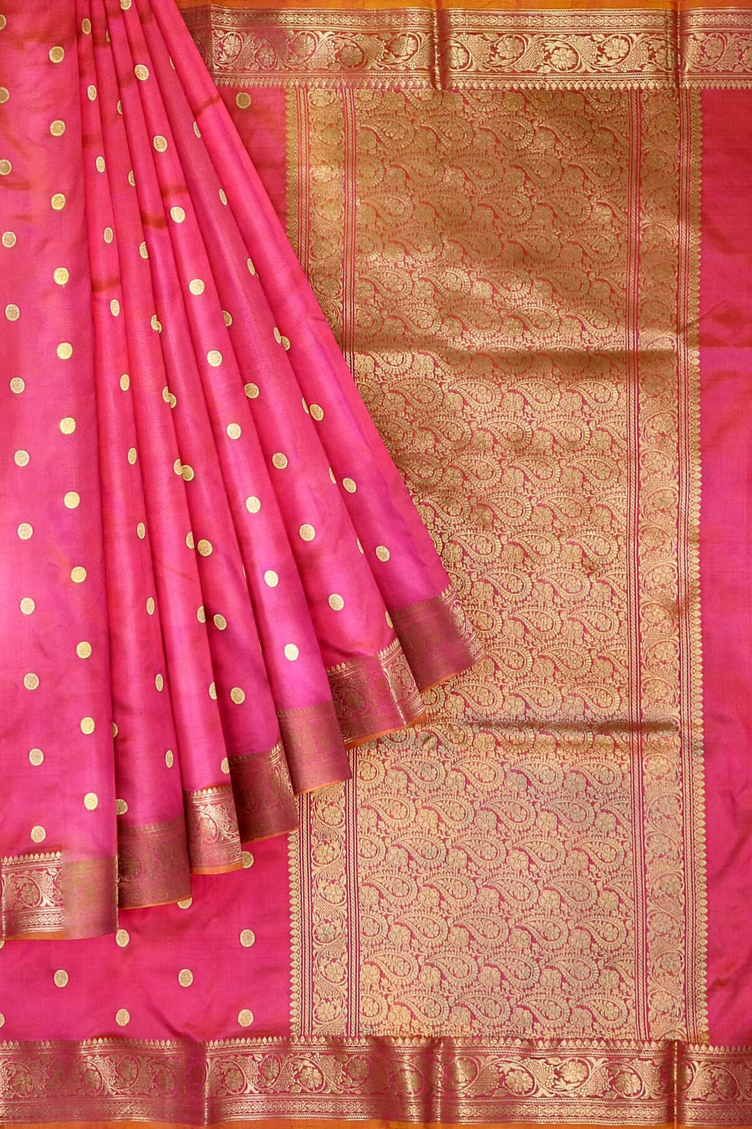 Banarasi katan pure silk saree in double shade peach