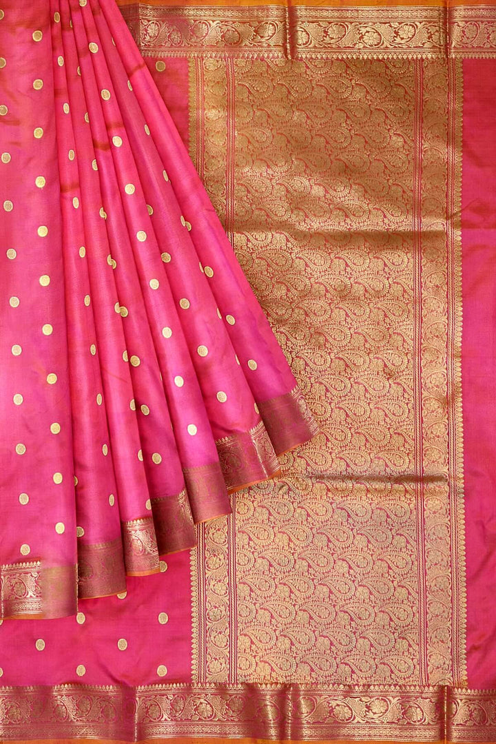 Banarasi katan pure silk saree in double shade peach