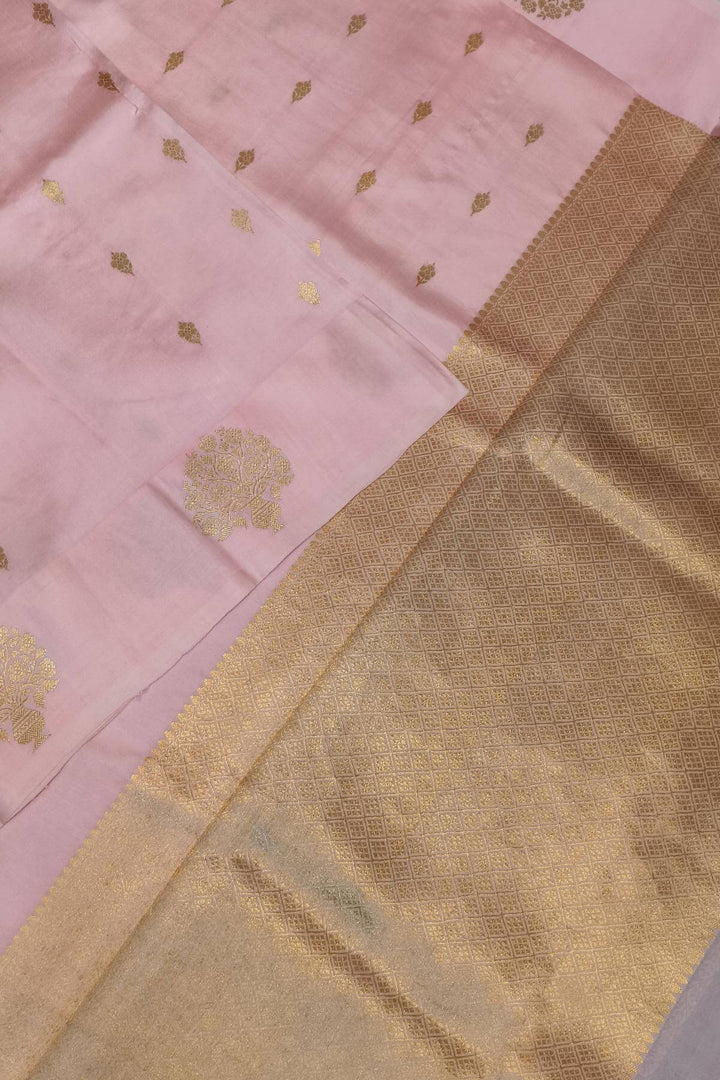 Banarasi  katan pure silk saree in baby pink with small motifs