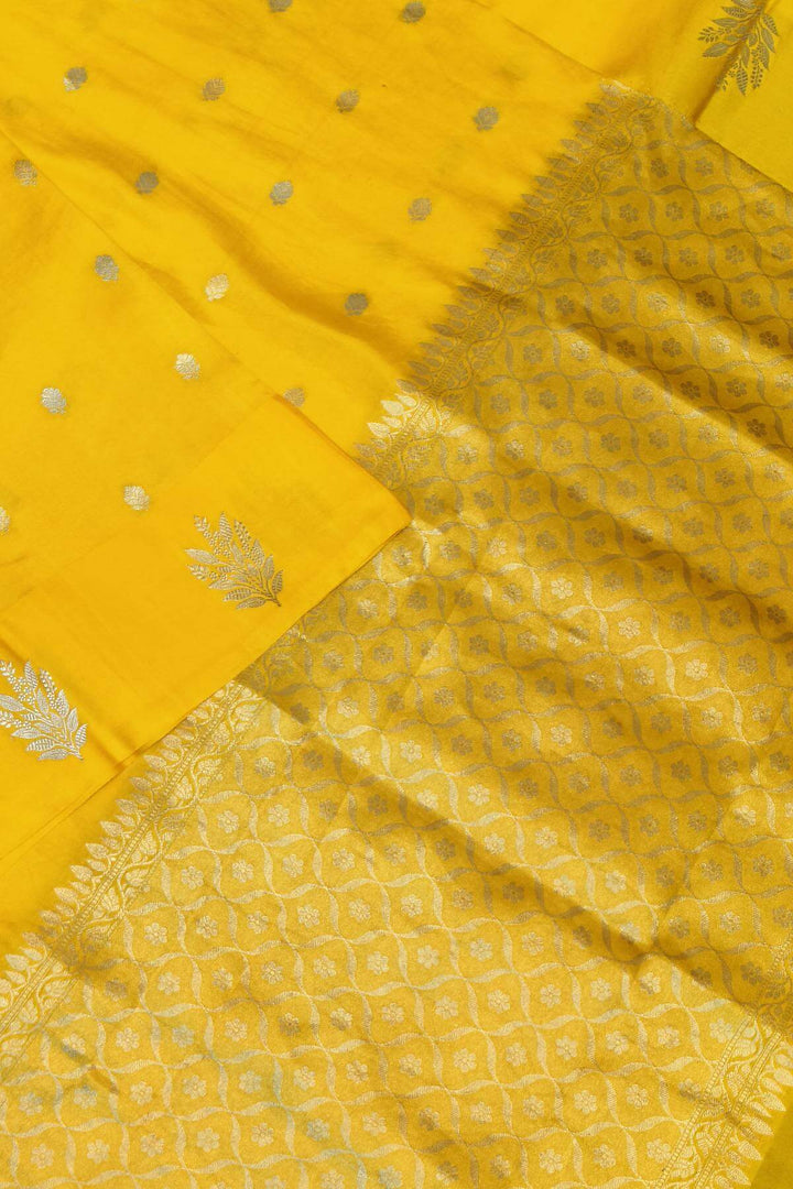 Banarasi  katan pure silk saree in yellow with small motifs