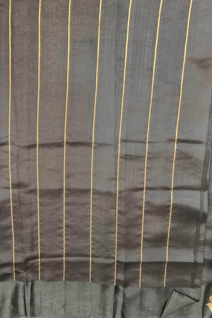 Banarasi  katan pure silk saree in black with small motifs