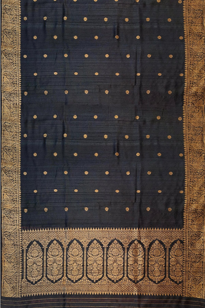 Banarasi katan pure silk saree in black in dupion finish