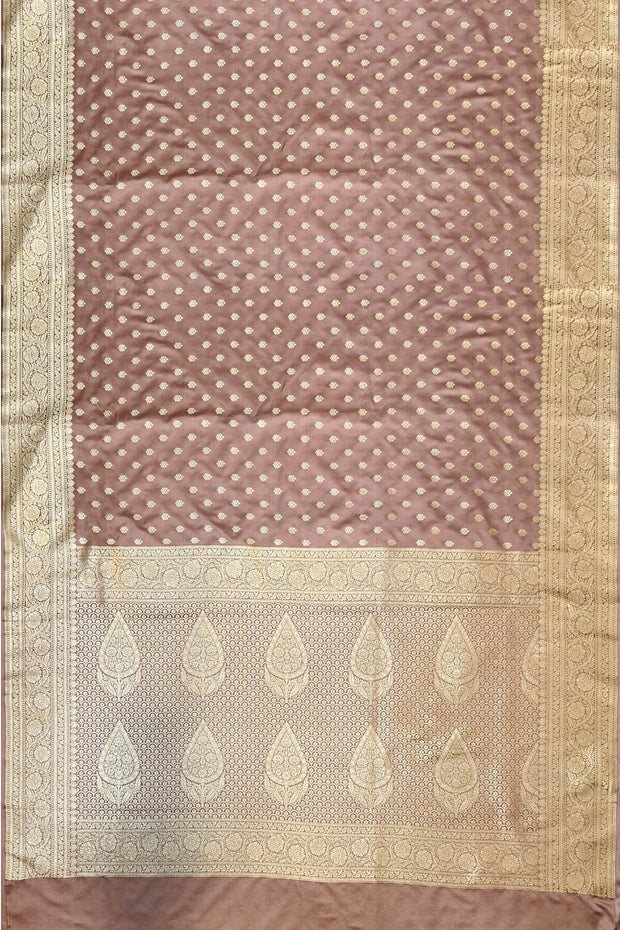 Banarasi mashru silk saree in  mauve  with floral motifs