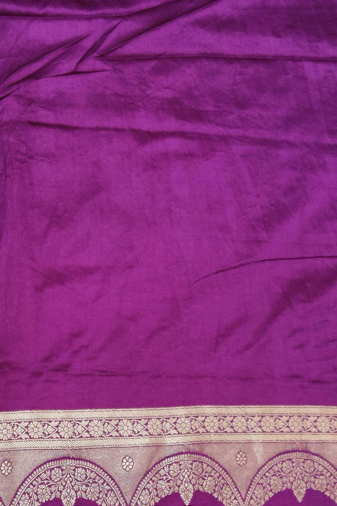 Banarasi mashru silk saree in  purple with floral motifs