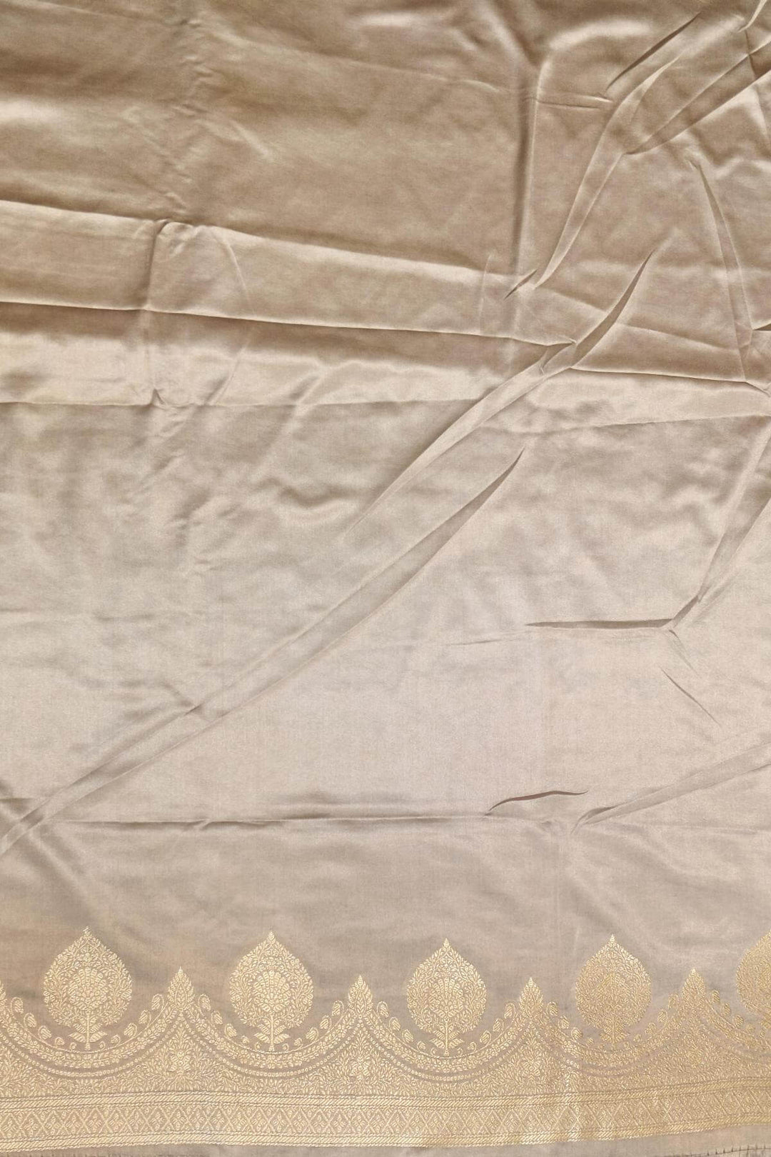 Banarasi mashru silk saree in  grey  with floral motifs