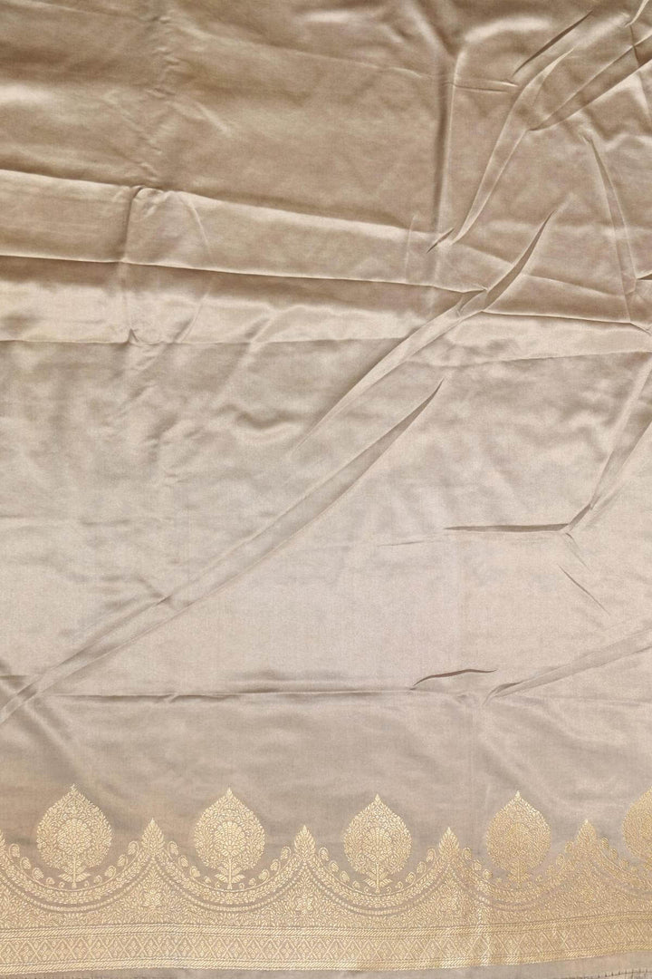 Banarasi mashru silk saree in  grey  with floral motifs