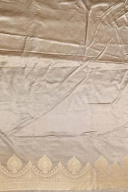 Banarasi mashru silk saree in  grey  with floral motifs