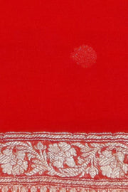 Banarasi silk chiffon  saree in red with silver  buttis &  border