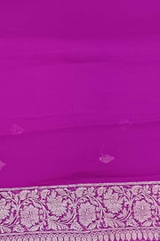 Banarasi silk chiffon  saree in purple  with silver  buttis &  border