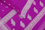 Banarasi silk chiffon  saree in purple  with silver  buttis &  border
