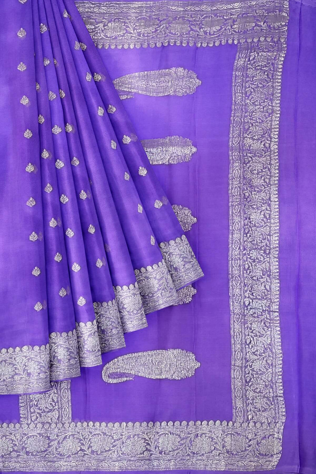 Banarasi silk chiffon saree in lavender