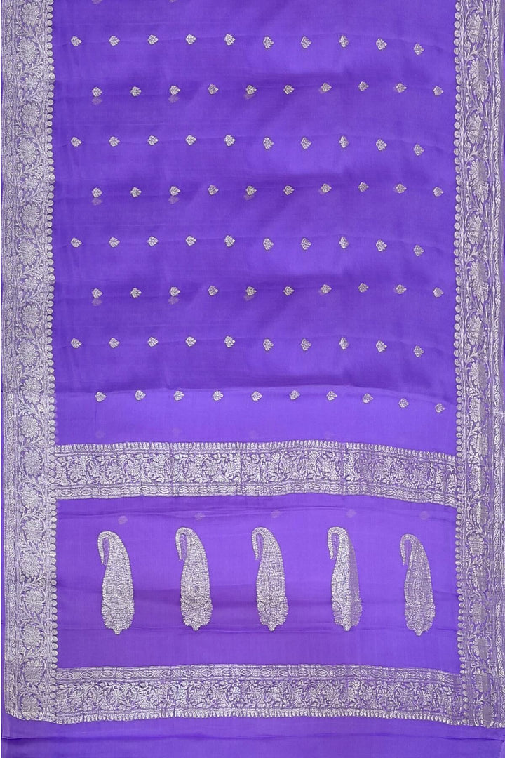 Banarasi silk chiffon saree in lavender