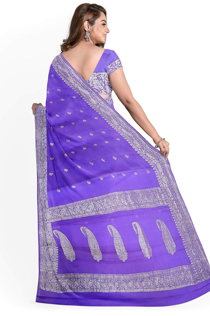 Banarasi silk chiffon saree in lavender