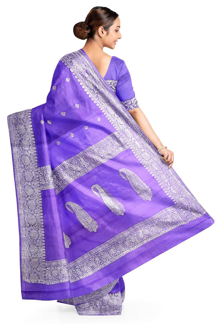 Banarasi silk chiffon saree in lavender