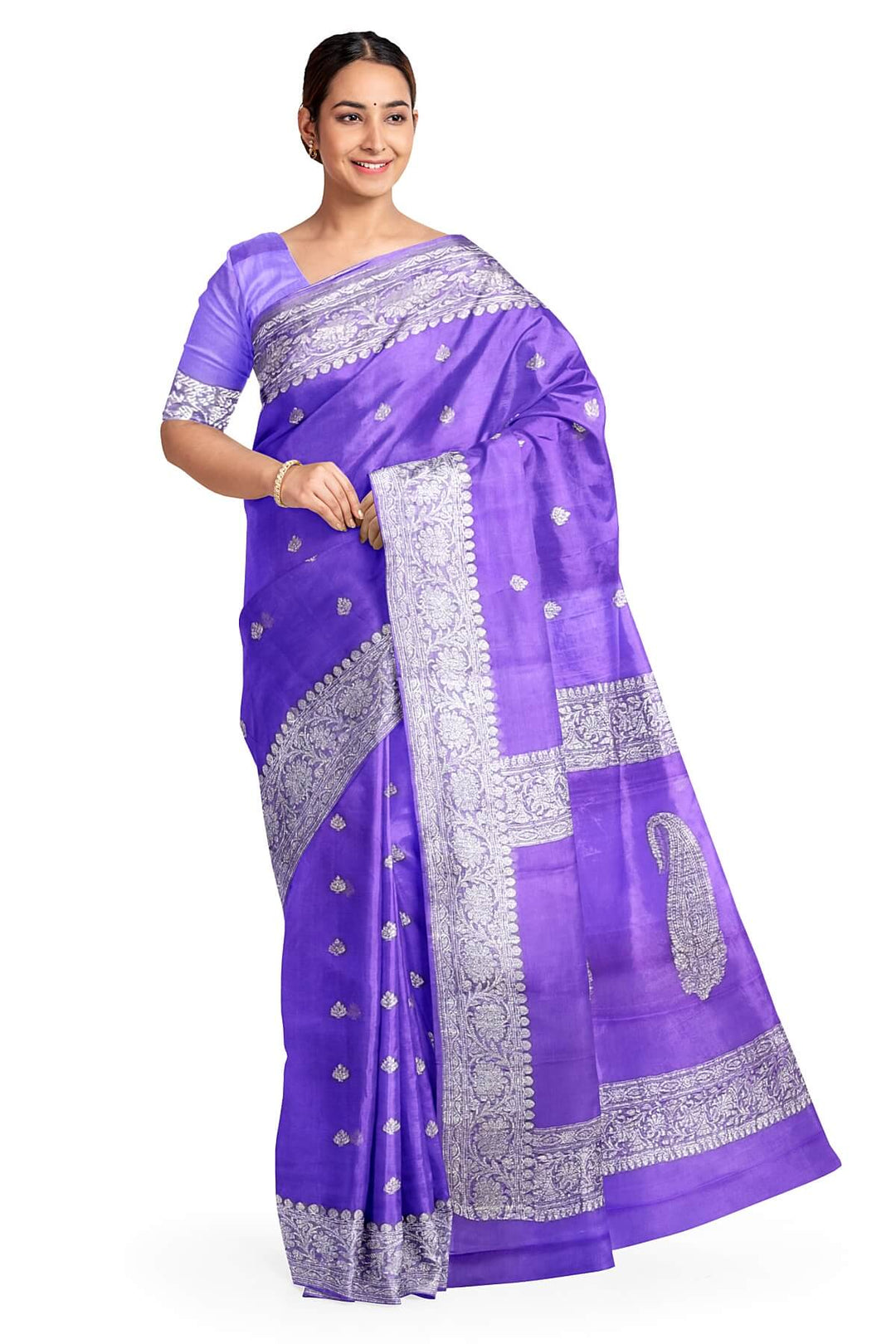 Banarasi silk chiffon saree in lavender