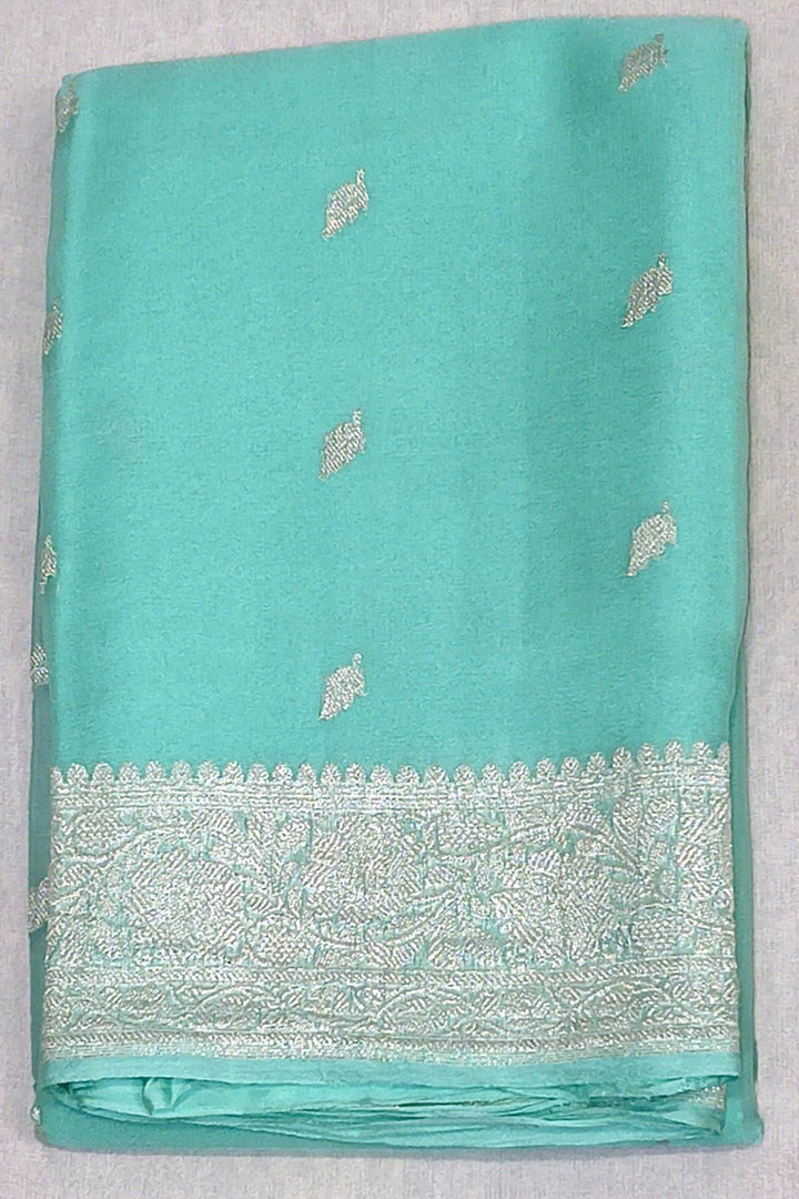 Banarasi silk chiffon saree in pista green