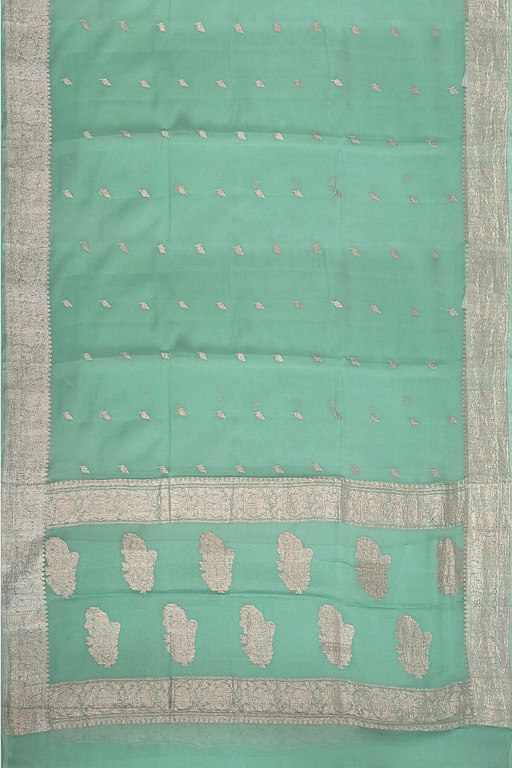 Banarasi silk chiffon saree in pista green